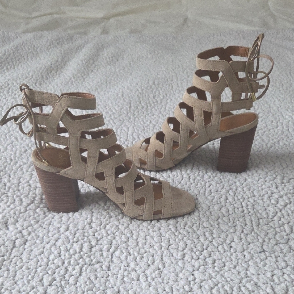 Women's Tan Strappy Heeled Sandals